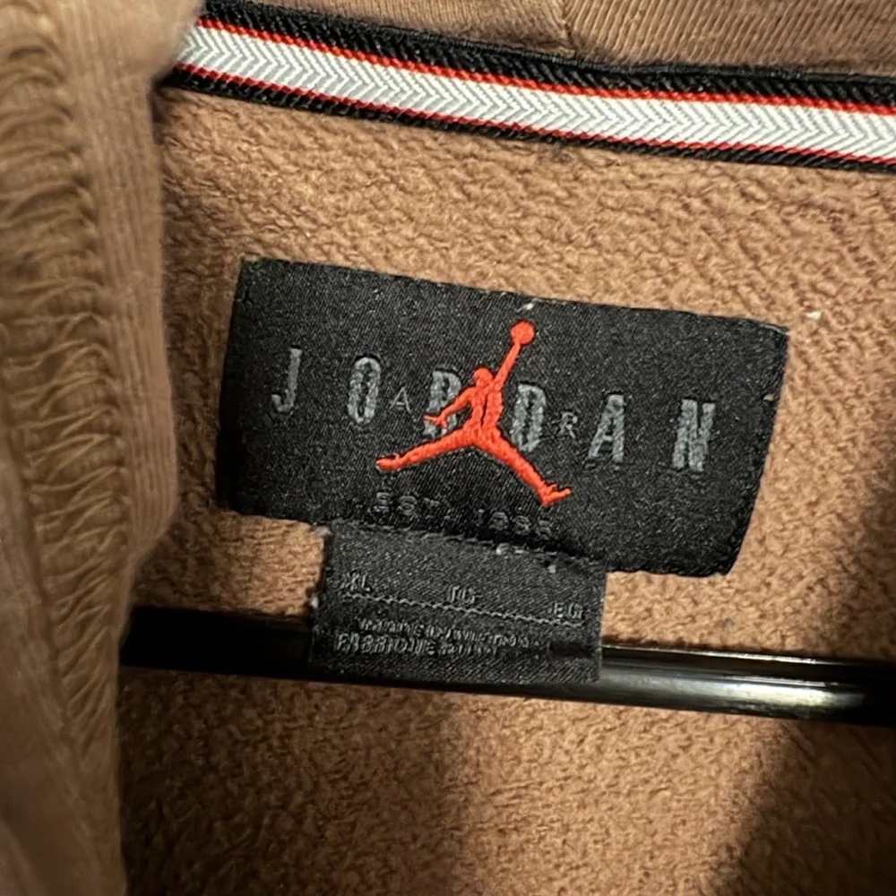 Jordan Jumpman Logo Pullover Hoodie Brown Solid Fleece Men's Sweatshirt XL